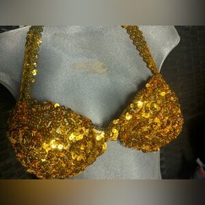 Glitter sequin bra Medium gold